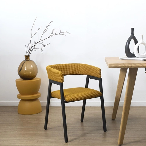 Krzesło tapicerowane Craft Intesi do jadalni i kuchni żółte nowoczesne z podłokietnikami