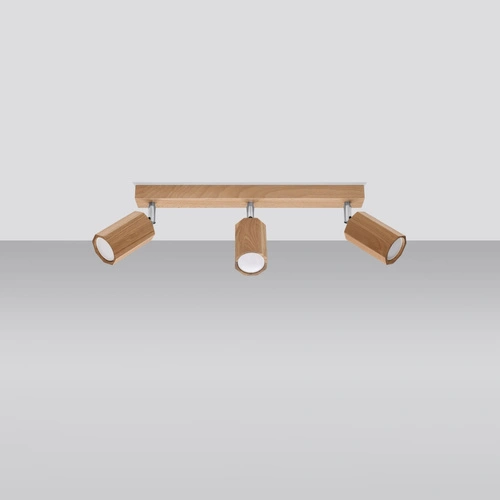 Plafon sufitowy drewniany Zeke 3 dąb nowoczesny do salonu, kuchni lub sypialni