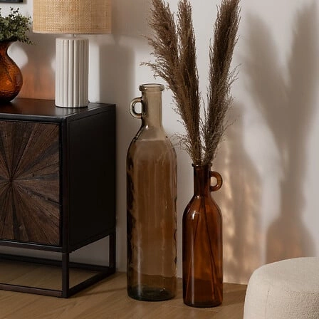 Wazon szklany Yana bursztynowy 50 cm nowoczesny dekoracyjny do salonu Atmosphera