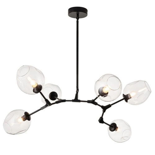 Lampa wisząca MODERN ORCHID-6 czarna szklana do salonu 130 cm regulowana