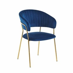 Krzesło tapicerowane welur granatowy z podłokietnikami Intesi Glamour do jadalni i salonu