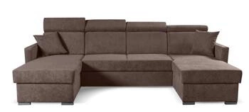 Narożnik Mils U brązowy nowoczesny z funkcją spania i pojemnikiem do salonu