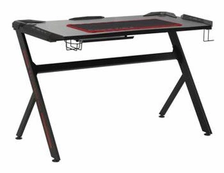 Biurko gamingowe Jayce czarne nowoczesne do pracy i grania z uchwytem na napój Intesi 120x60 cm