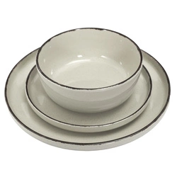 Zestaw obiadowy Temp beżowy na 4 osoby ceramiczny nowoczesny do jadalni