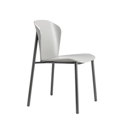 Krzesło do jadalni Finn SCAB Design nowoczesne drewniane szare z metalowymi nogami sztaplowane