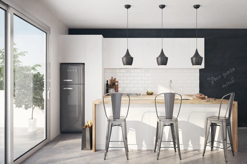 Hoker Paris Back 66 cm biały metalowy z oparciem do wyspy kuchennej inspirowany Tolix industrialny D2.DESIGN