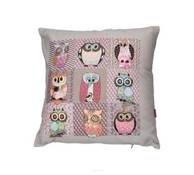 Poduszka dekoracyjna Hiboux antyalergiczna do salonu i sypialni multikolor 40x40