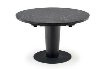 Stół Tiano okrągły rozkładany czarny marmur nowoczesny do jadalni i salonu 120-160 cm