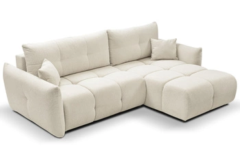 Narożnik z funkcją spania do salonu Bode prawy beżowy nowoczesny z pojemnikiem Intesi