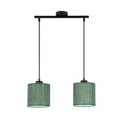 Lampa wisząca Patti czarny 2x60 E27 abażur walec 15x15 plecionka zielona