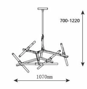 Lampa wisząca STICKS-10 złota OUTLET