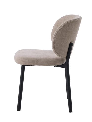 Krzesło tapicerowane Naws beżowe nowoczesne do jadalni na czarnych metalowych nogach