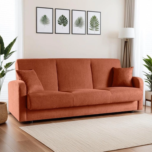 Sofa rozkładana 3 osobowa Corsica skandynawska z funkcją spania do salonu pomarańczowa