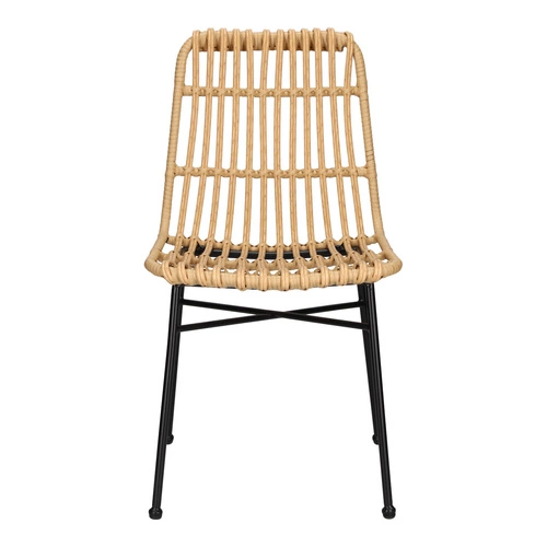 Krzesło Surabaya boho technorattan do ogrodu i na taras, naturalne z czarnymi nogami Intesi