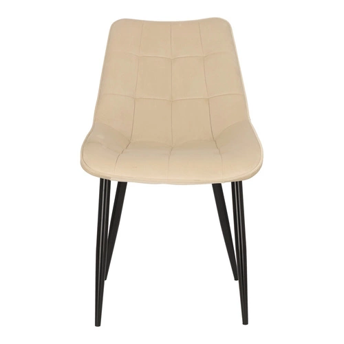 Krzesło do jadalni Poly Intesi tapicerowane welur beżowy z czarnymi nogami nowoczesne