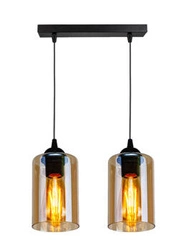 Lampa wisząca Bistro czarny 2x40W E27 klosz brązowy