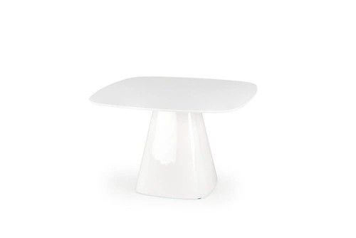 Stół kwadratowy biały do jadalni Tasmani Intesi nowoczesny na jednej nodze MDF połysk