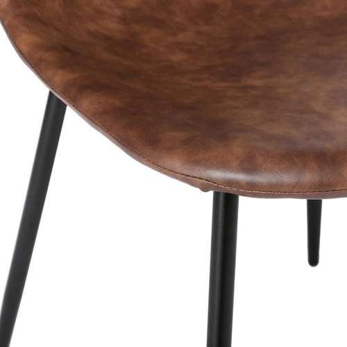 Krzesło do jadalni Atmosphera Vladi tapicerowane ekoskóra brązowe loftowe na czarnych nogach