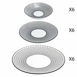 Zastawa obiadowa Lunis 18-elementowa porcelanowa czarna do jadalni do zmywarki 5five