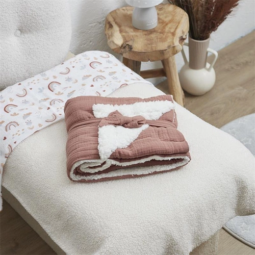 Intesi różowy koc bawełniany dla niemowląt 100x70 cm do łóżeczka i wózka