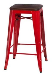 Hoker Paris Wood 75 cm bez oparcia nowoczesny metalowo-drewniany do kuchni D2.DESIGN