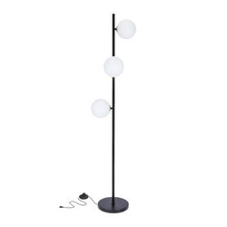 Lampa podłogowa Kama czarny+złoty 3x28W G9 klosz biały
