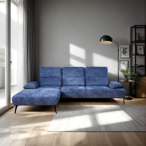 Narożnik Rasmus granatowy lewy nowoczesny z regulowanym oparciem do salonu Intesi