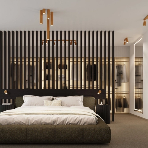 Plafon sufitowy Karbon 60 złoty minimalistyczny do salonu i sypialni aluminium SOLLUX