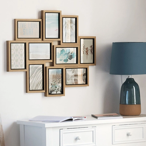 Ramka na 10 zdjęć 10x15 Kyle naturalna wisząca dekoracyjna multiramka Atmosphera