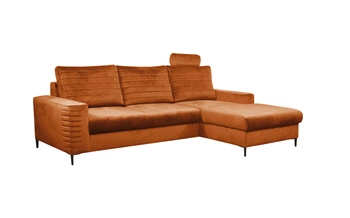 Narożnik z funkcją spania Hald nowoczesny welurowy do salonu prawy terrakota Intesi