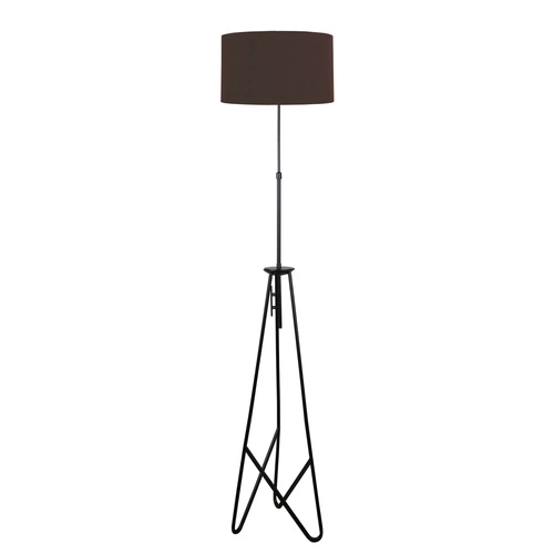 Lampa podłogowa Float czarna 1x60W E27 abażur brązowy
