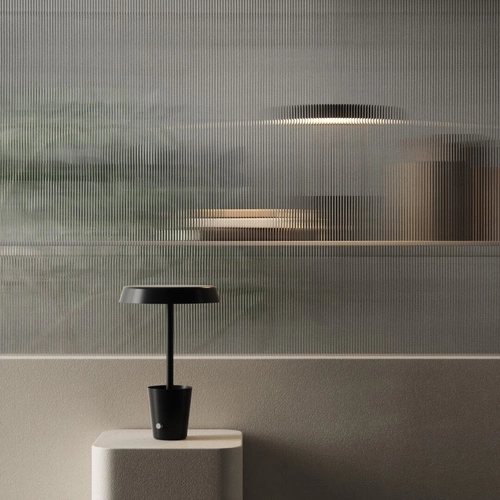 Lampka nocna Cup Smart Umbra czarna nowoczesna LED RGB z bluetooth do sypialni i na biurko