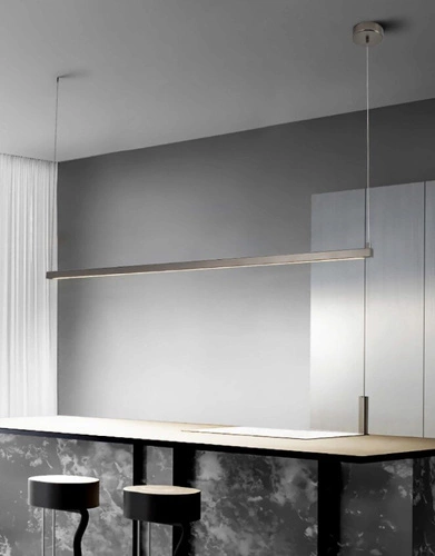 Lampa wisząca LED BEAM-120 nowoczesna srebrna nad stół do salonu i kuchni 120 cm