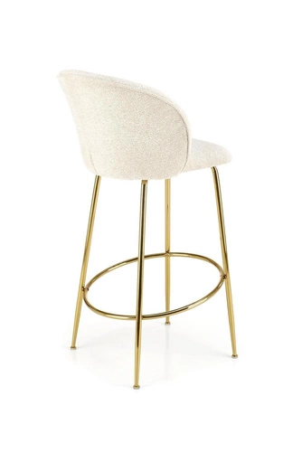 Hoker Paloma kremowy z oparciem glamour na złotych nogach do kuchni i jadalni 75 cm Intesi