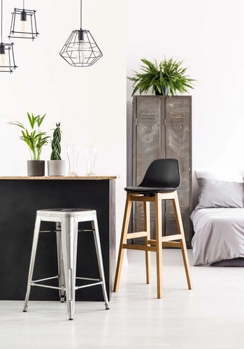 Hoker Paris 75 cm biały metalowy industrialny bez oparcia do wyspy kuchennej inspirowany Tolix