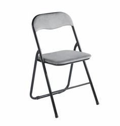 Krzesło składane tapicerowane welur szare Amun Velvet Intesi do kuchni na metalowych nogach