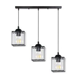 Lampa wisząca Glassia czarny 3x40 E27 klosz czarny+kryształy bezbarwne
