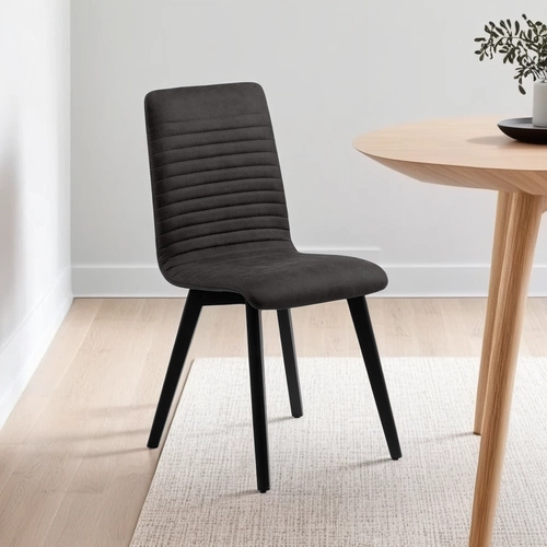 Krzesło tapicerowane Arosa Actona do jadalni i salonu glamour czarne z drewnianymi nogami