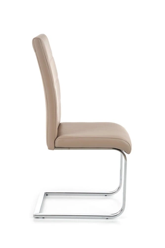 Krzesło tapicerowane Yvone do jadalni ekoskóra beżowa na chromowanych płozach nowoczesne Intesi