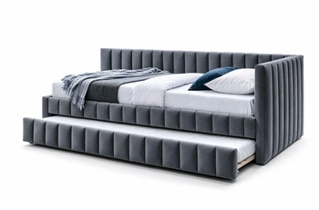 Łóżko Fiela szare welurowe 120x200 rozkładane do sypialni i pokoju młodzieżowego