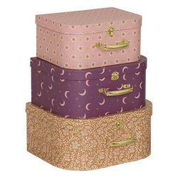 Zestaw 3 pudełek dekoracyjnych Bella kartonowe kolorowe do pokoju dziecięcego