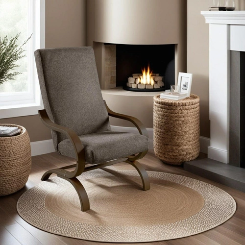 Fotel na płozach Corsica brązowy orzech Intesi do salonu tapicerowany skandynawski