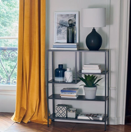 Regał na książki Gota czarny metalowy 5 półek nowoczesny do salonu i biura Atmosphera