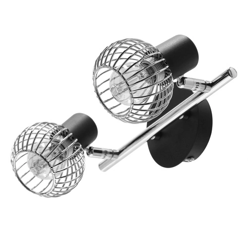 Nowoczesna lampa sufitowa Oslo czarna chrom regulowana do salonu lub sypialni 2-punktowa