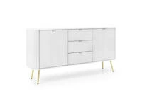 Komoda Seda biała z szufladami na złotych nogach 168 cm nowoczesna glamour do salonu Intesi