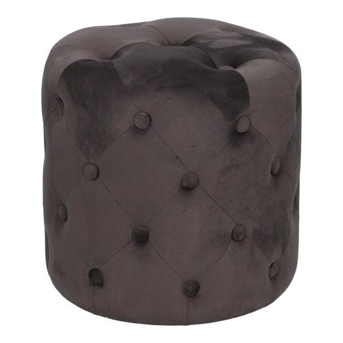 Pufa Adriana welurowa okrągła pikowana szara do salonu glamour 38 cm Atmosphera