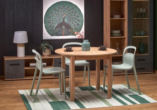 Stół okrągły rozkładany do jadalni Nigo Intesi dąb naturalny nowoczesny 102-142 cm