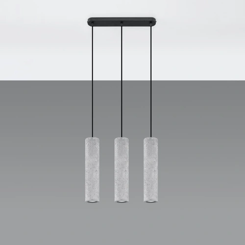 Lampa wisząca LUVO 3L szara betonowa nowoczesna nad wyspę kuchenną lub do salonu