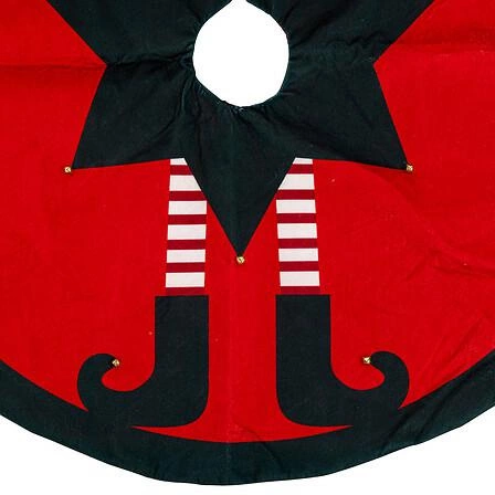 Klasyczny czerwony dywanik pod choinkę Elf 90 cm dekoracja bożonarodzeniowa do salonu Feeric Christmas