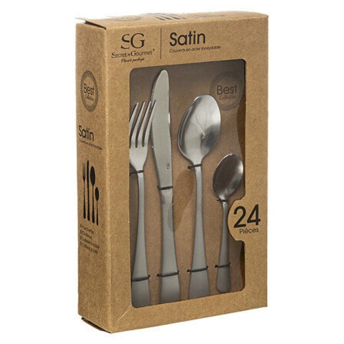 5five simply smart zestaw sztućców obiadowych 24 elementy srebrne matowe na 6 osób do zmywarki